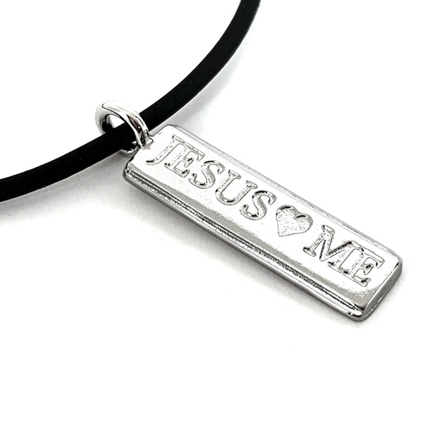 Jesus Loves Me Necklace With Rhodium Metal Finish - Forgiven Jewelry