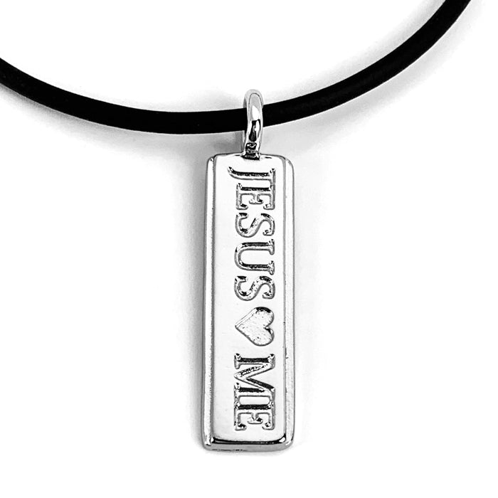 Jesus Loves Me Necklace With Rhodium Metal Finish - Forgiven Jewelry