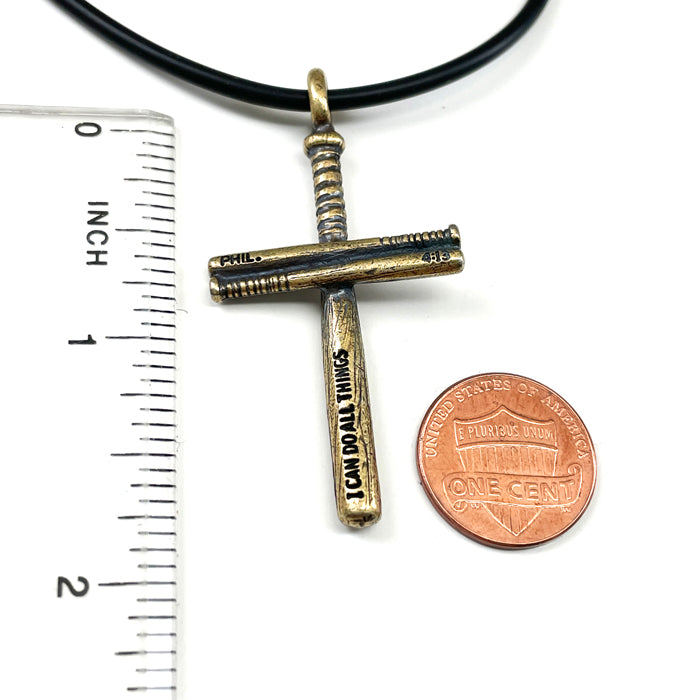 Baseball Bat Cross Necklace Brass - Forgiven Jewelry