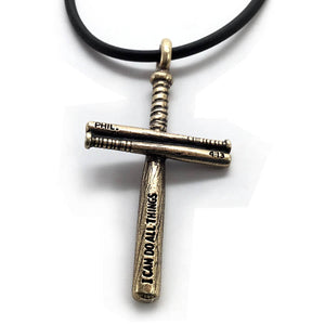 Softball Bat Cross Necklace Brass - Forgiven Jewelry
