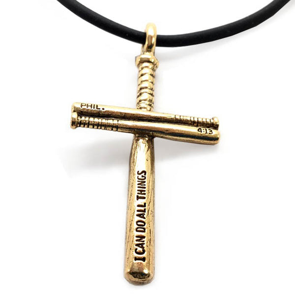 Softball Bat Cross Necklace Gold - Forgiven Jewelry