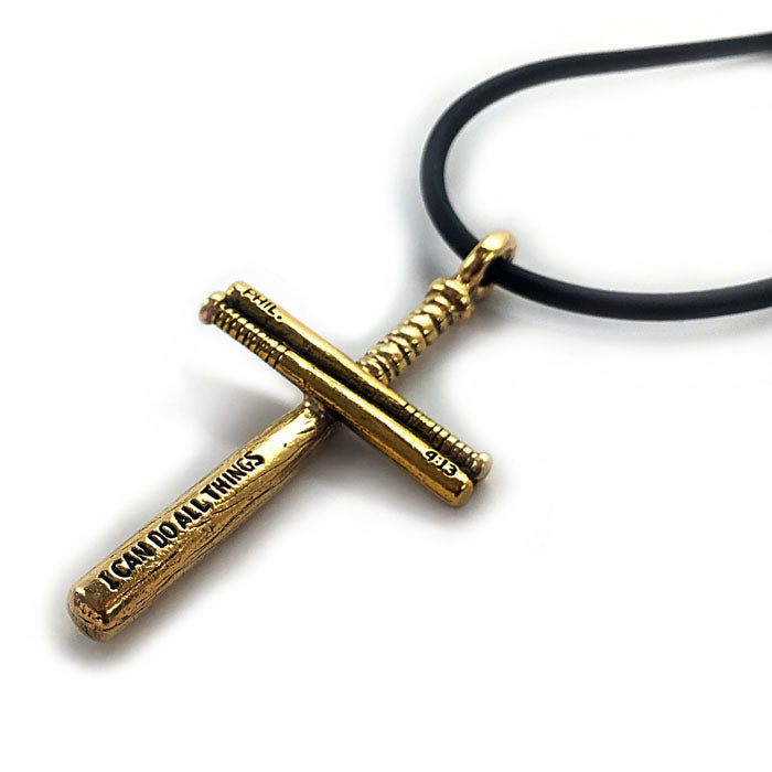 Baseball Bat Cross Necklace Gold - Forgiven Jewelry