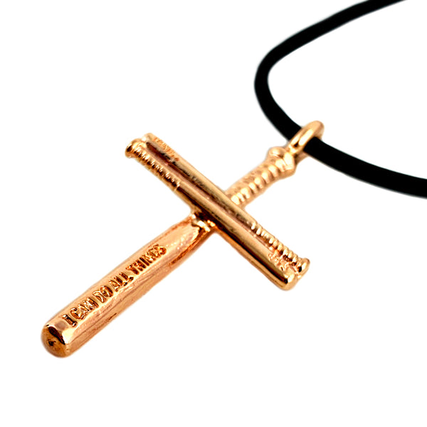 Softball Bat Cross Necklace Rose Gold - Forgiven Jewelry
