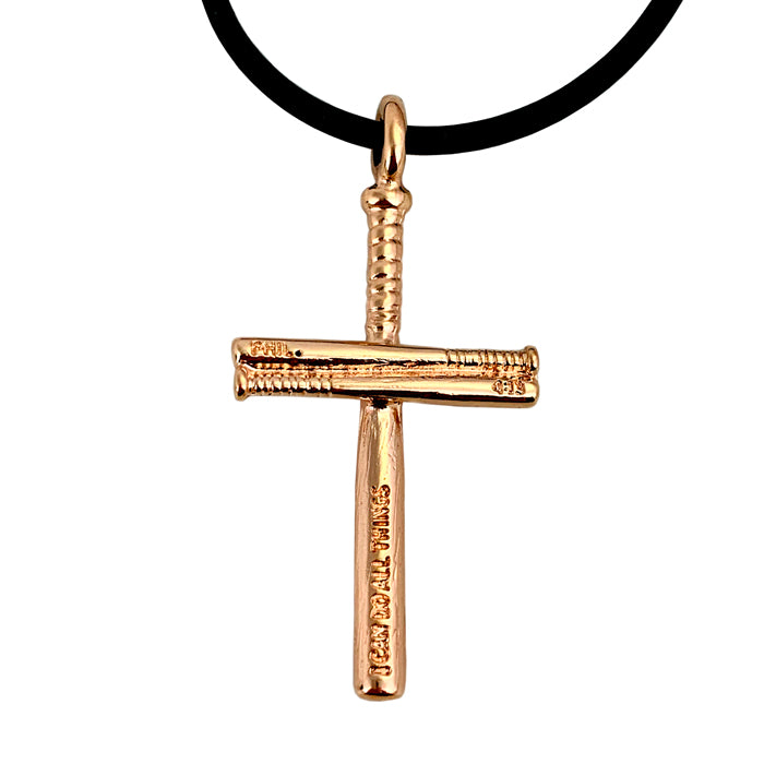 Softball Bat Cross Necklace Rose Gold - Forgiven Jewelry