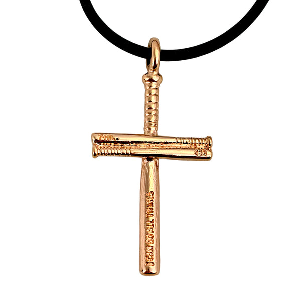 Baseball Bat Cross Necklace Rose Gold - Forgiven Jewelry