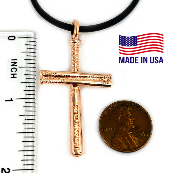 Softball Bat Cross Necklace Rose Gold - Forgiven Jewelry