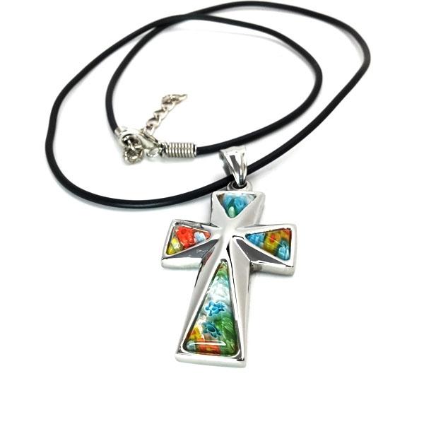 Spectrum Millifiori Triangle Cross 2 - Forgiven Jewelry