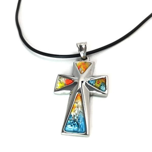Spectrum Millifiori Triangle Cross 3 - Forgiven Jewelry