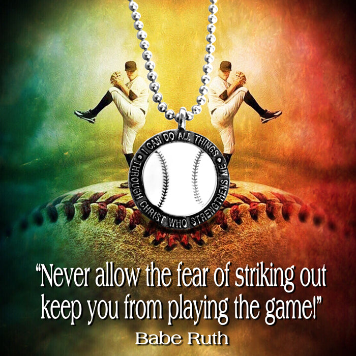 Baseball Necklace Phil 4:13 - Forgiven Jewelry