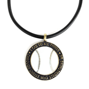 Baseball Necklace Phil 4:13 Brass - Forgiven Jewelry