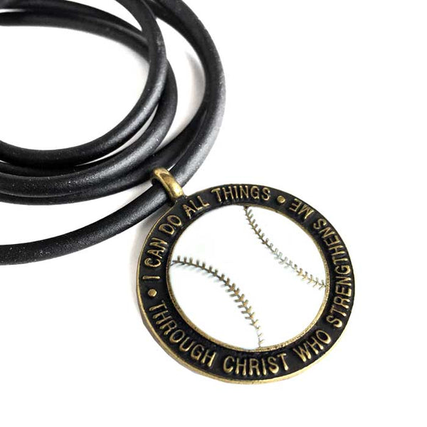 Baseball Necklace Phil 4:13 Brass - Forgiven Jewelry