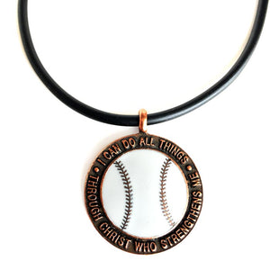 Baseball Necklace Phil 4:13 Copper - Forgiven Jewelry