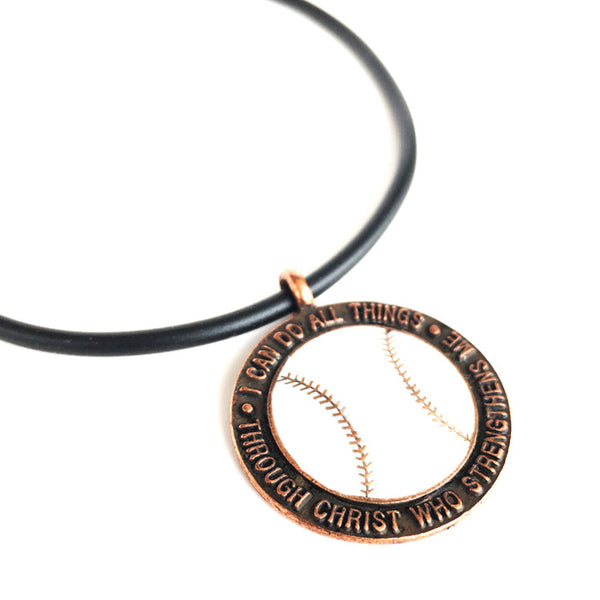 Baseball Necklace Phil 4:13 Copper - Forgiven Jewelry