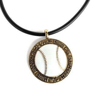 Baseball Necklace Phil 4:13 Gold - Forgiven Jewelry