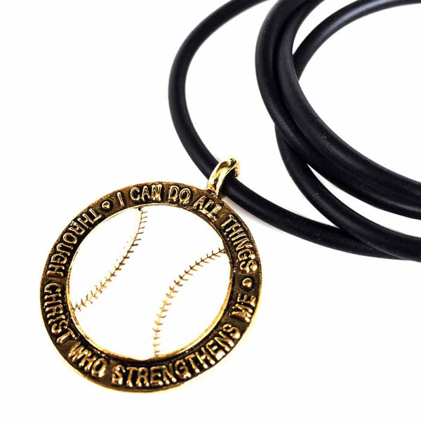 Baseball Necklace Phil 4:13 Gold - Forgiven Jewelry