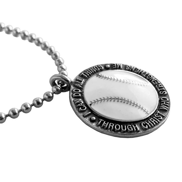 Baseball Necklace Phil 4:13 - Forgiven Jewelry