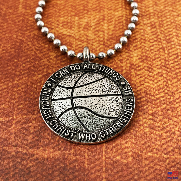 Basketball Antique Silver Necklace - Forgiven Jewelry