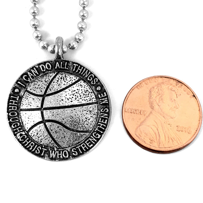 Basketball Antique Silver Necklace - Forgiven Jewelry