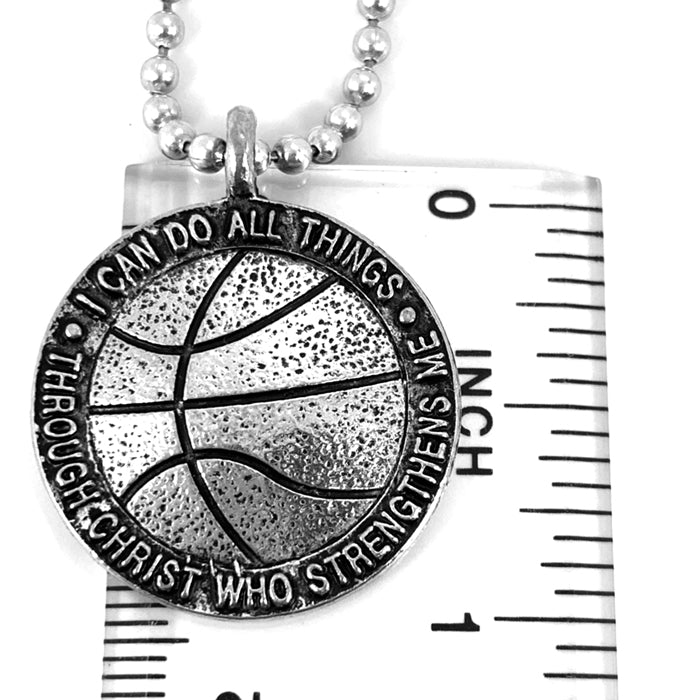 Basketball Antique Silver Necklace - Forgiven Jewelry