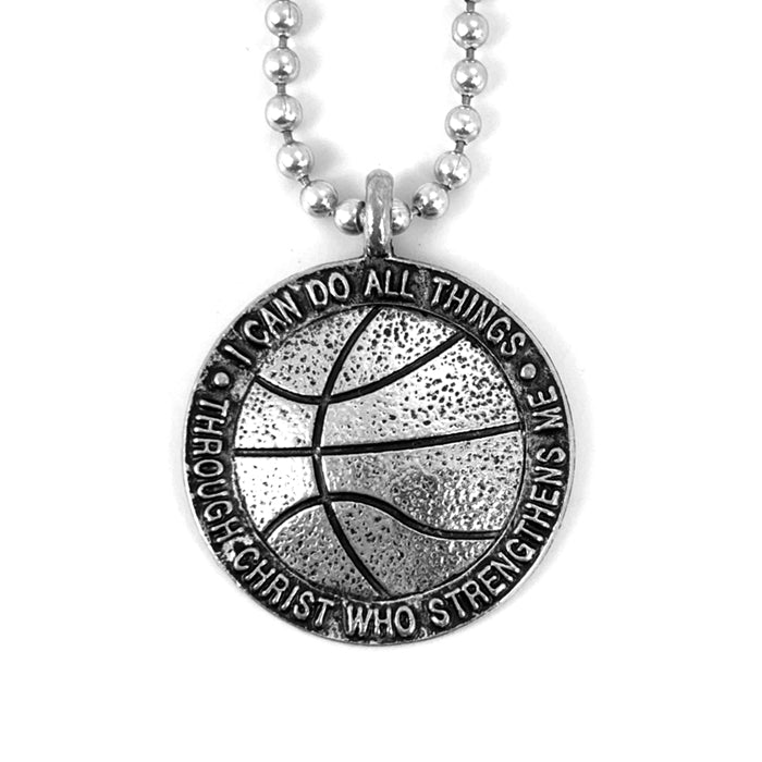 Basketball Antique Silver Necklace - Forgiven Jewelry