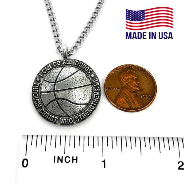 Basketball Antique Pewter Necklace On 18 Inch Chain - Forgiven Jewelry