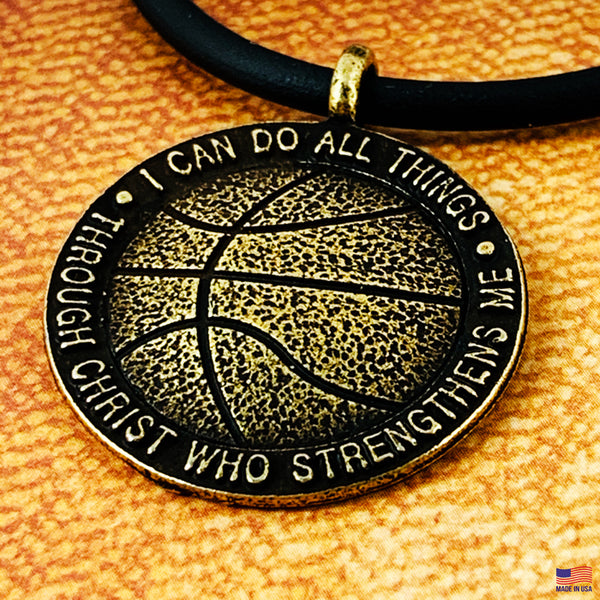 Basketball Antique Brass Necklace - Forgiven Jewelry