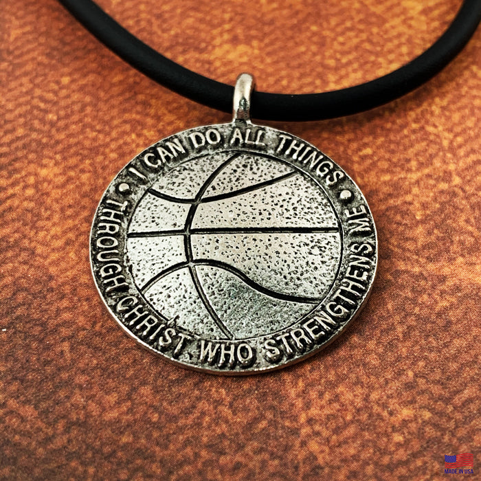 Basketball Antique Pewter Necklace - Forgiven Jewelry