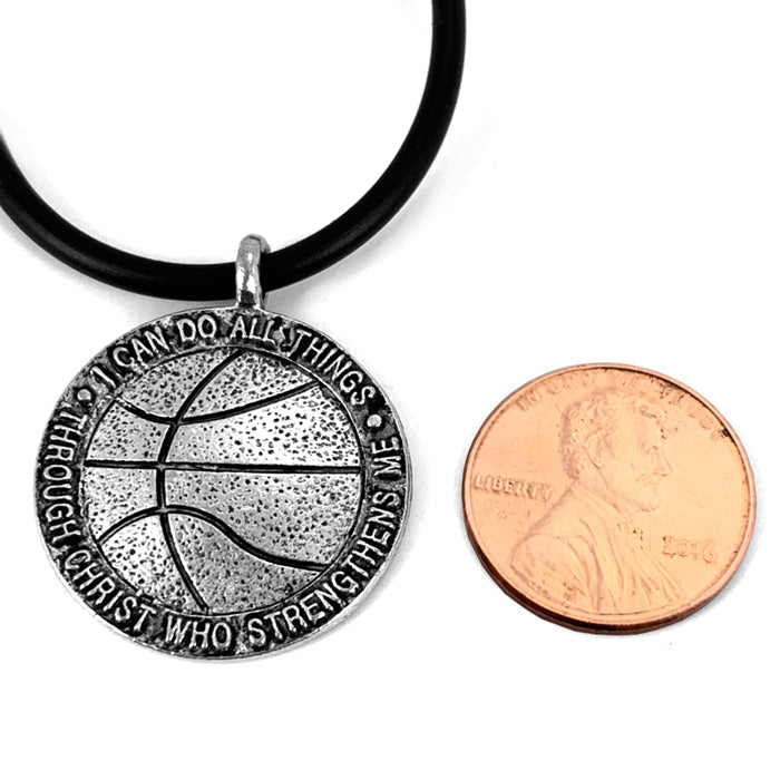 Basketball Antique Pewter Necklace - Forgiven Jewelry