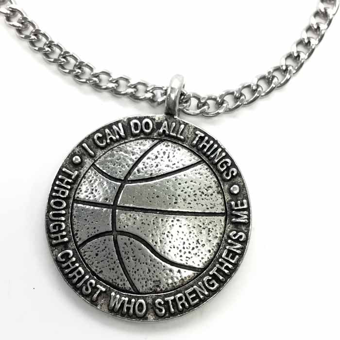 Basketball Antique Pewter Necklace On Chain - Forgiven Jewelry