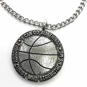 Basketball Antique Pewter Necklace On Chain - Forgiven Jewelry