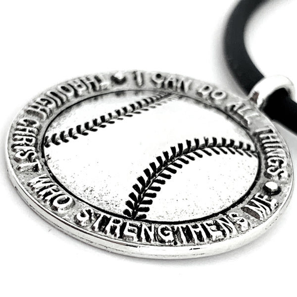 Baseball Necklace Rhodium Metal Finish Bling - Forgiven Jewelry
