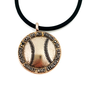 Baseball Necklace Rose Gold Metal Finish Color - Forgiven Jewelry