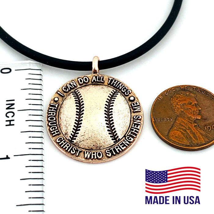 Baseball Necklace Rose Gold Metal Finish Color - Forgiven Jewelry