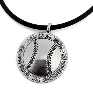 Baseball Necklace Gunmetal Finish Color - Forgiven Jewelry