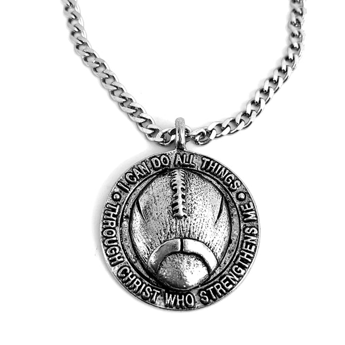 Football Necklace Pewter On Chain - Forgiven Jewelry