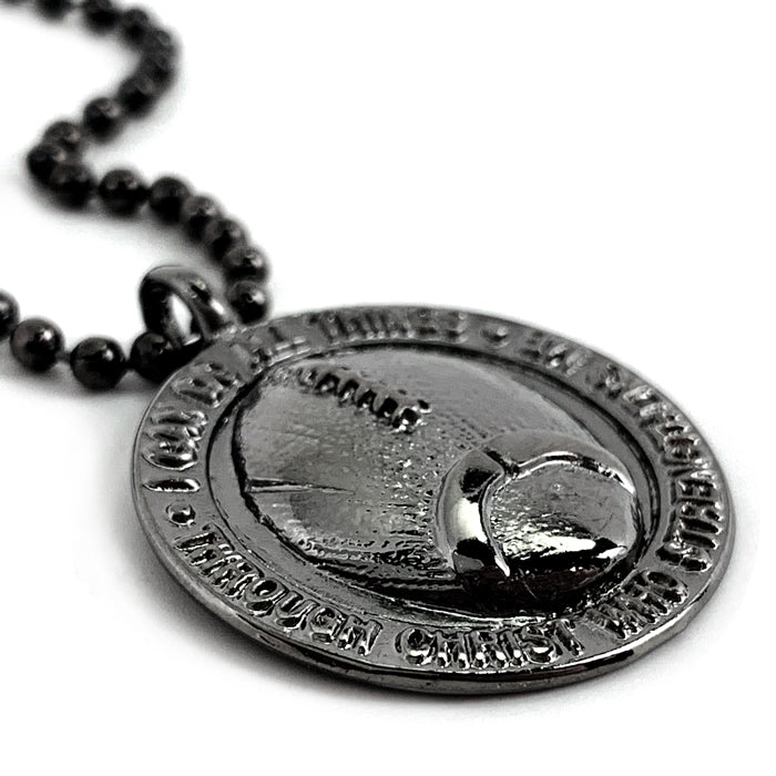 Football Gunmetal Finish Necklace - Forgiven Jewelry