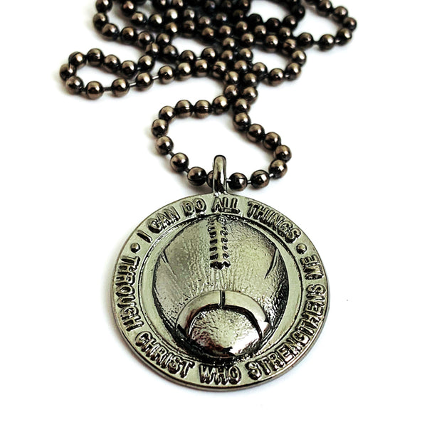 Football Gunmetal Finish Necklace - Forgiven Jewelry