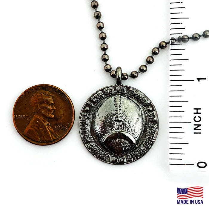 Football Gunmetal Finish Necklace - Forgiven Jewelry