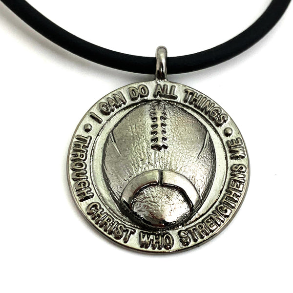 Football Necklace Pewter With Gunmetal Finish - Forgiven Jewelry