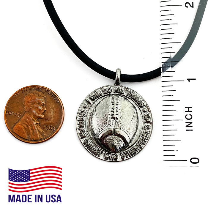 Football Necklace Pewter With Gunmetal Finish - Forgiven Jewelry