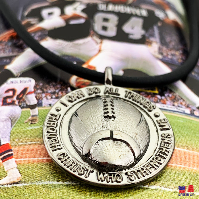 Football Necklace Pewter With Gunmetal Finish - Forgiven Jewelry