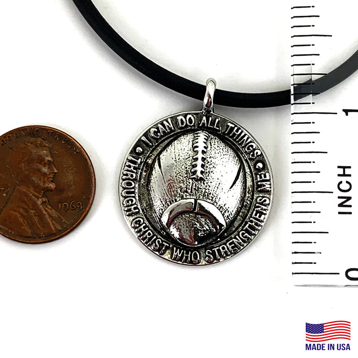 Football Necklace Pewter With Rhodium Metal Finish - Forgiven Jewelry