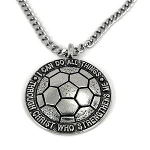 Soccer Necklace Antique Pewter 24 Inch Chain - Forgiven Jewelry