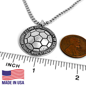 Soccer Necklace Antique Pewter 24 Inch Chain - Forgiven Jewelry
