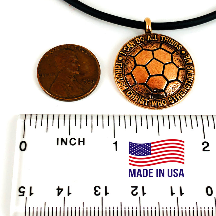 Soccer Rose Gold Color Finish Necklace on Black Rubber - Forgiven Jewelry