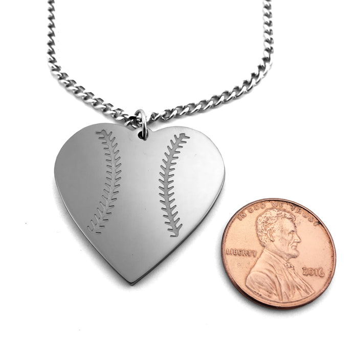Baseball Heart Necklace on Chain - Forgiven Jewelry