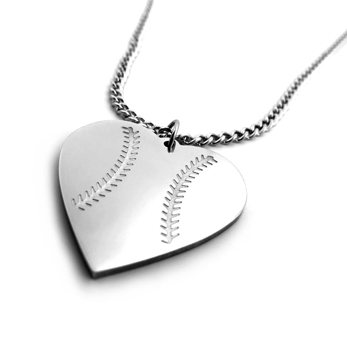 Baseball Heart Necklace on Chain - Forgiven Jewelry