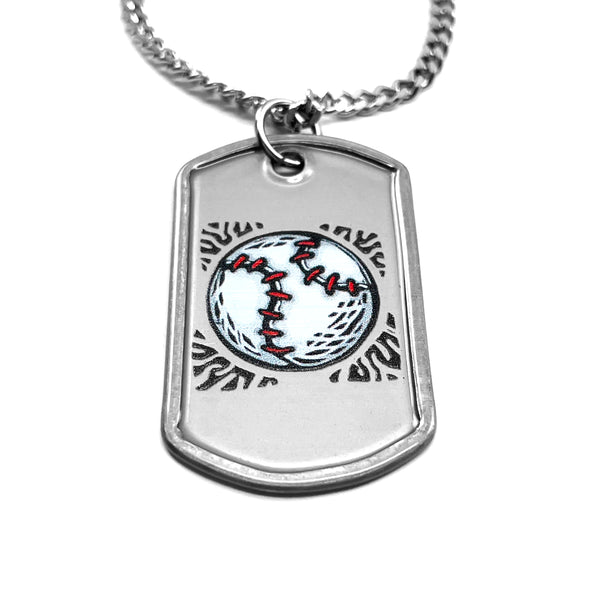 Baseball - Softball Mini Dog Tag Philippians 4:13 Necklace on 24 Inch Curb Chain