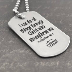 Football Mini Dog Tag Philippians 4:13 Necklace On 30 Inch Ball Chain