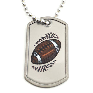 Football Mini Dog Tag Philippians 4:13 Necklace On 30 Inch Ball Chain - Forgiven Jewelry